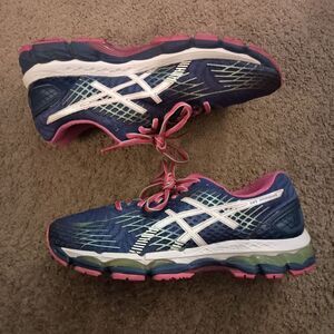 Asics Gel-Nimbus 17 Women's US 11 Running Sneakers Blue Pink PRE-OWNED